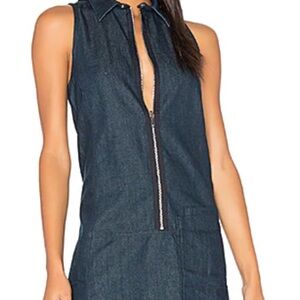 G-Star Dark Wash Denim A-line front zip Mini Dress Medium